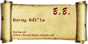 Borsy Béla névjegykártya